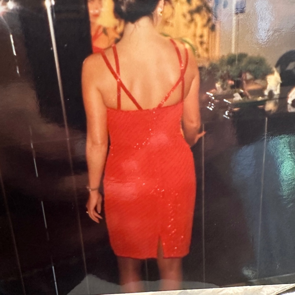 💋💋💋Red Beaded Dress- Beautiful-Formal-Dressy-Excellent Condition💋💋💋